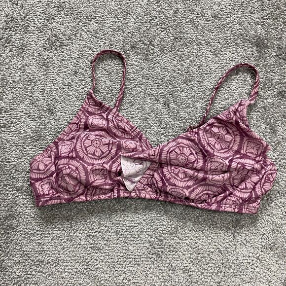 Shade & Shore Swimwear Bikini Top Womens Medium Multi Geometric Ruffle Spaghetti - Picture 1 of 14